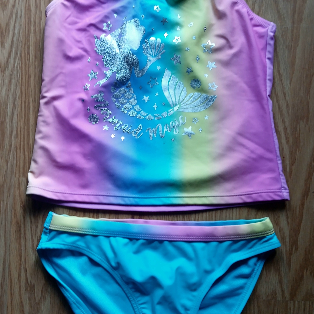 Wonder Nation Mermaid Kids Tankini - Pink, Yellow, Blue